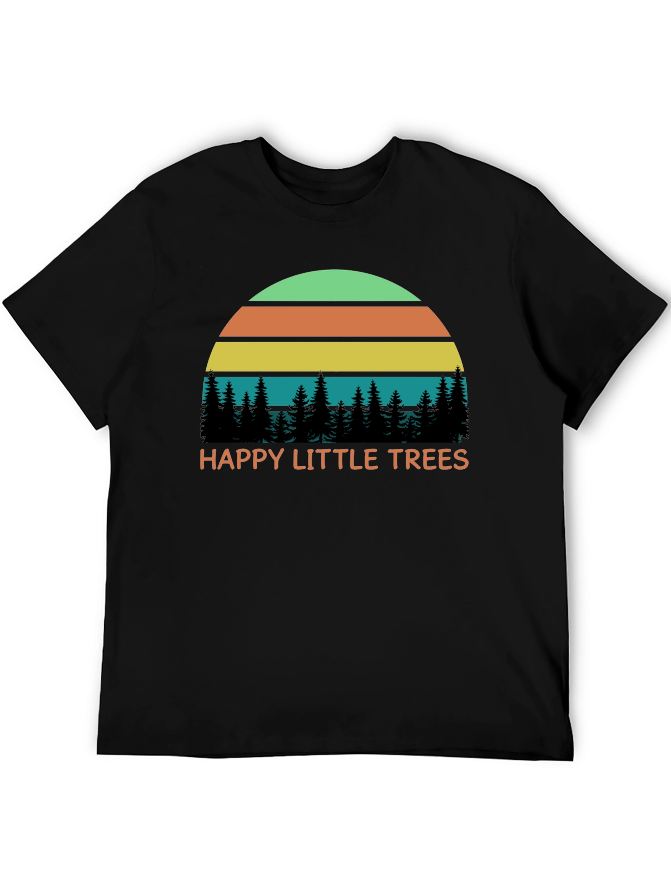 Black Happy Little Trees Retro T-Shirt view 5