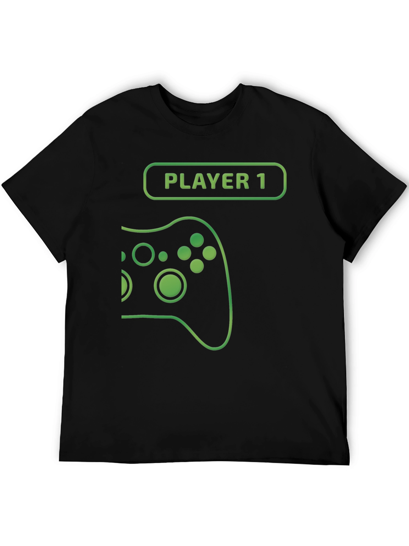 Black Player 1 Gamer T-Shirt - Black Cotton Gaming Tee view 5