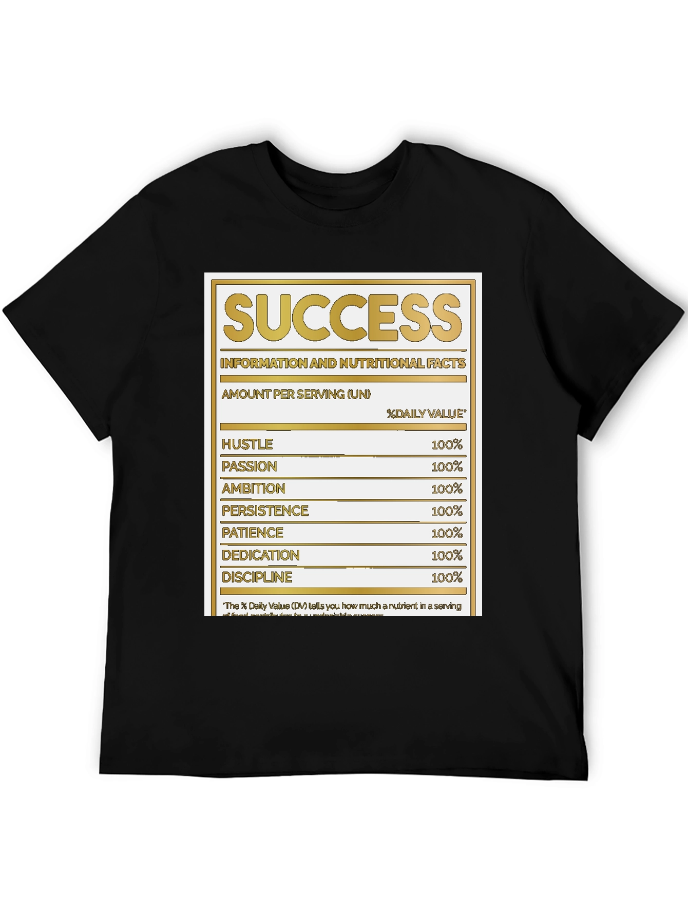 Black Success Nutrition Facts Black T-Shirt view 5