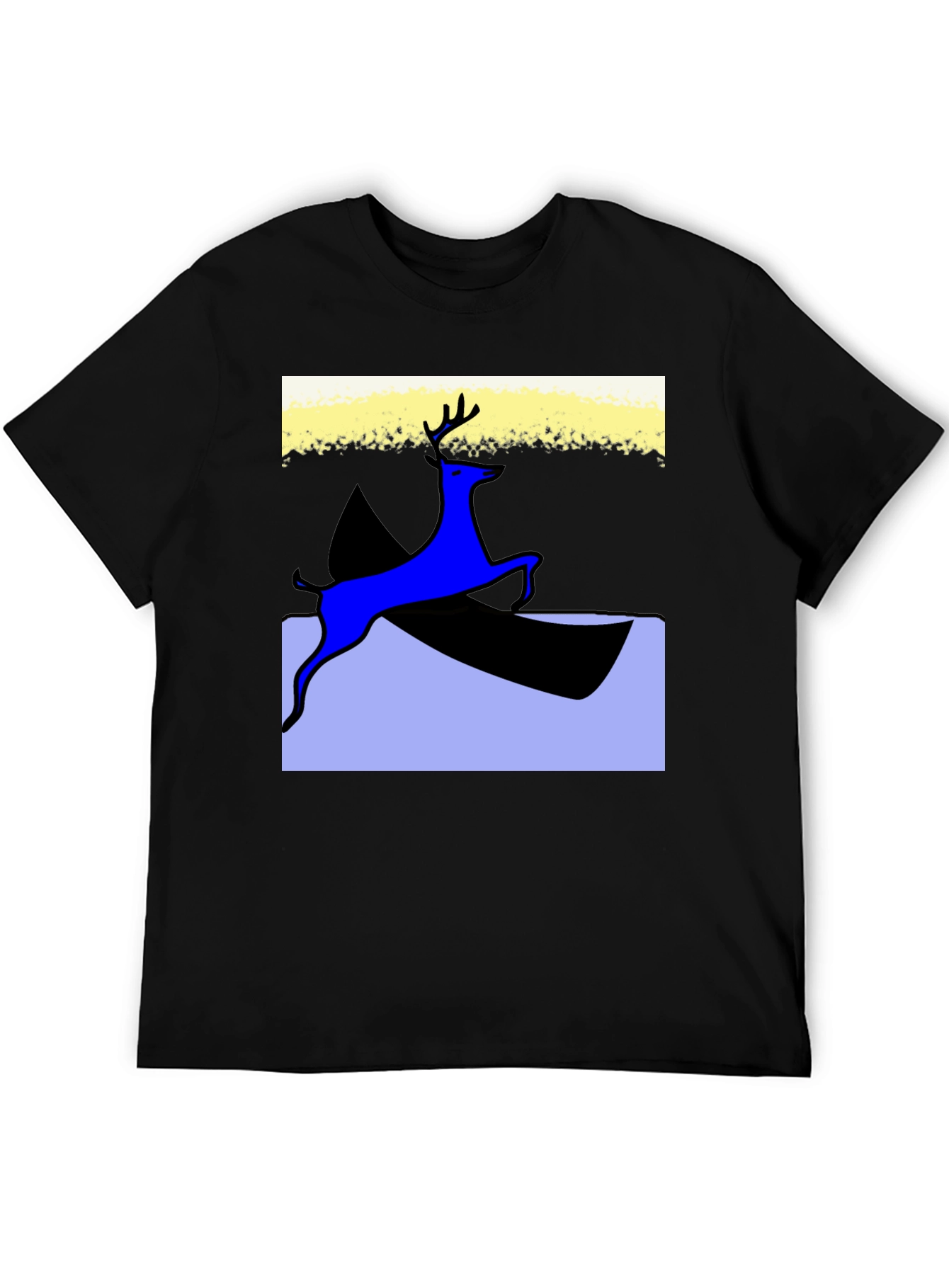 Black Deer Graphic Black T-Shirt - Unique Artistic Design view 5