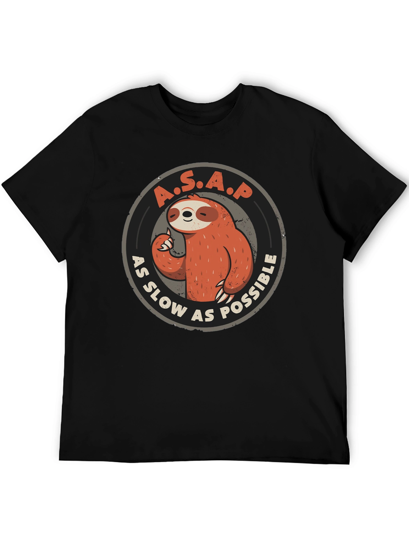 Black Funny Sloth A.S.A.P. Graphic T-Shirt - As Slow As Possible Tee view 5
