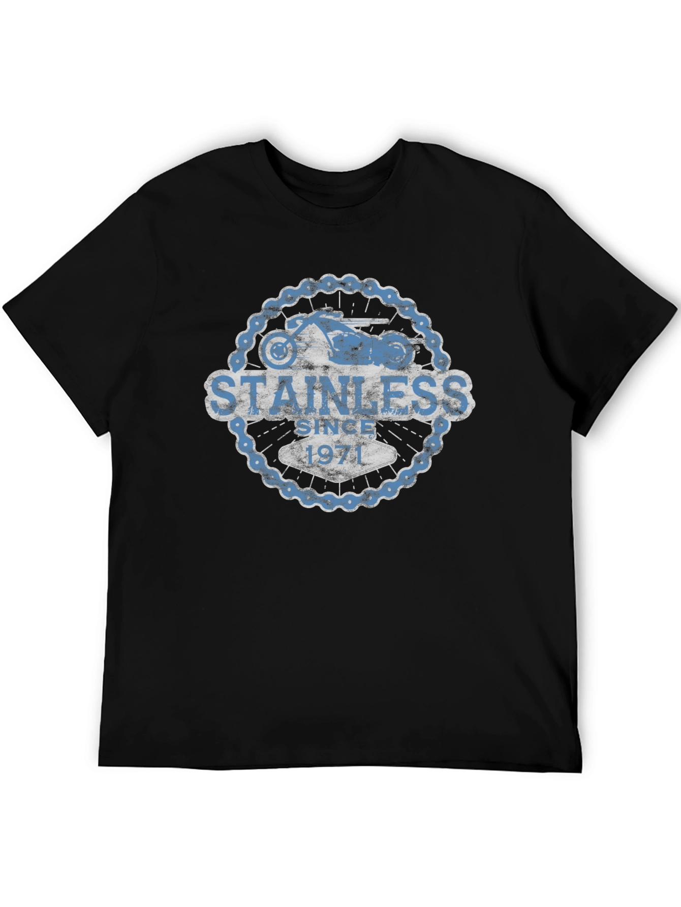 Black Stainless Since 1971 Motorcycle Graphic T-Shirt view 5