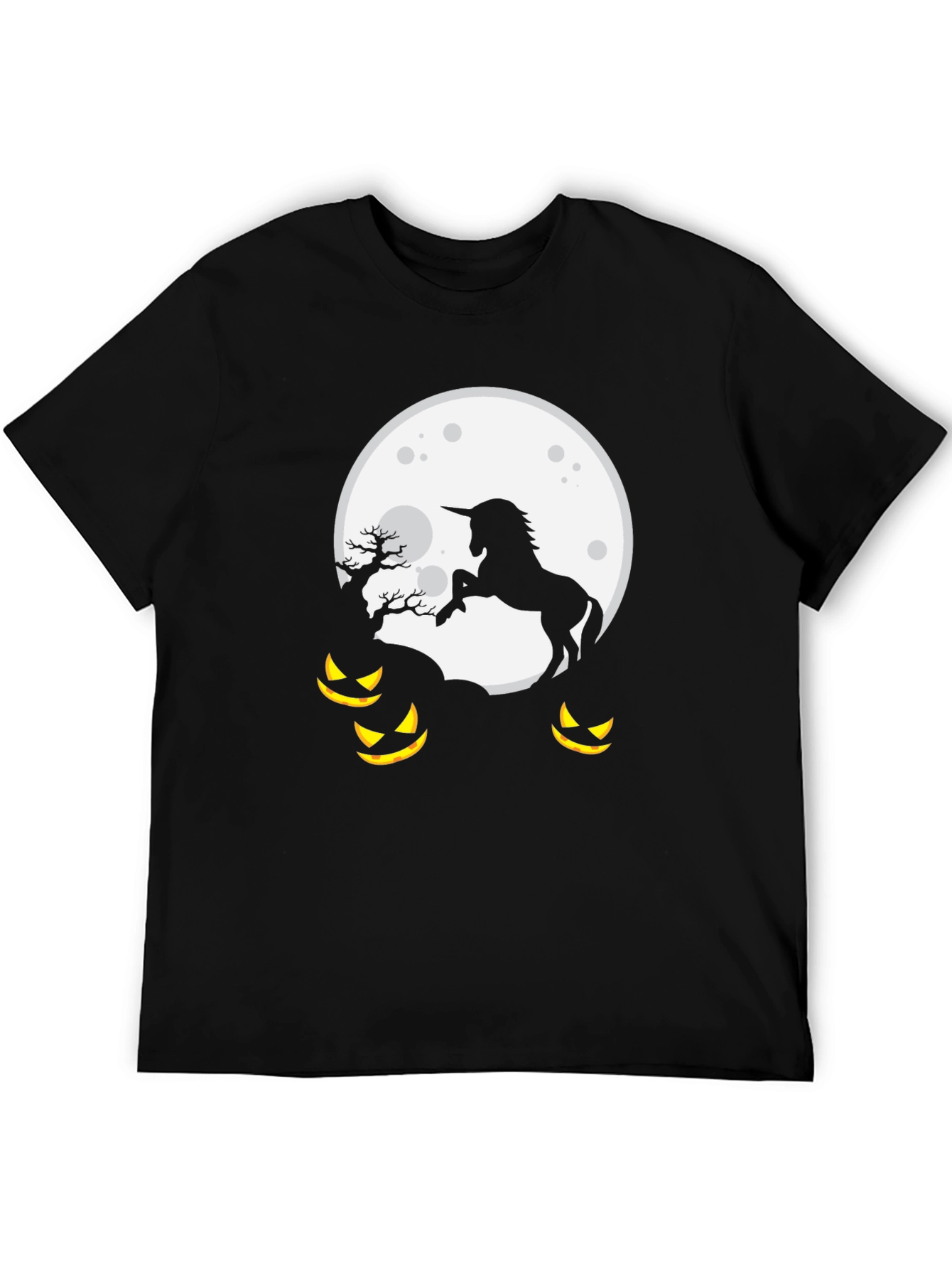 Black Unicorn Halloween Moon T-Shirt view 5