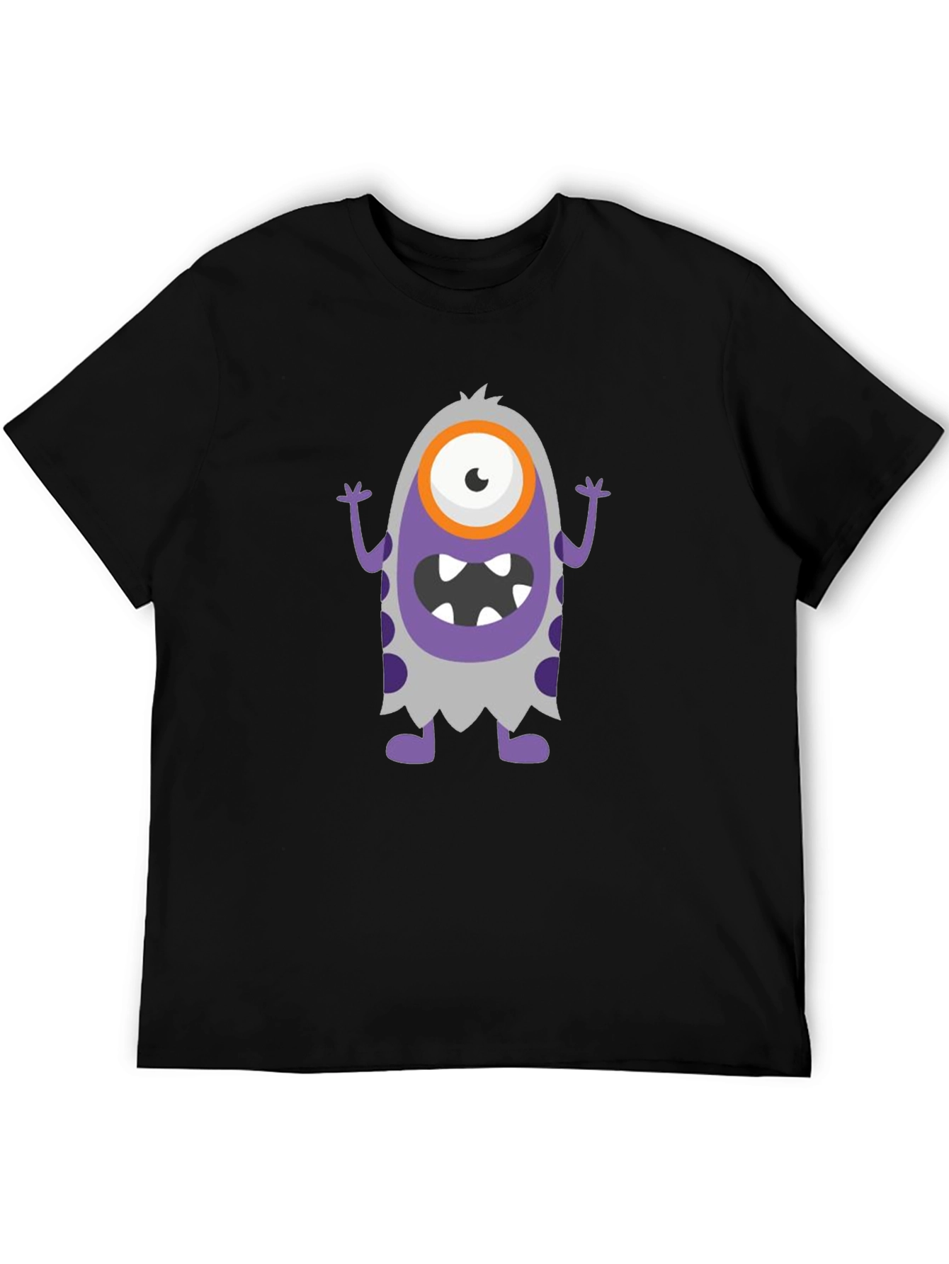 Black Funny Monster Graphic Tee - Black Cotton Shirt view 5