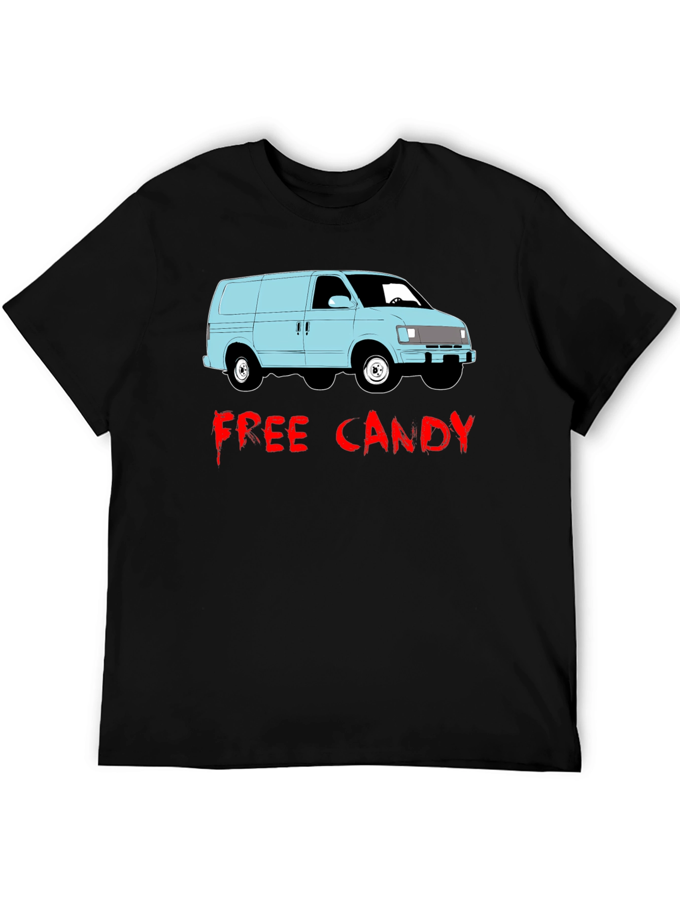 Black Free Candy Van T-Shirt - Funny Graphic Tee view 5