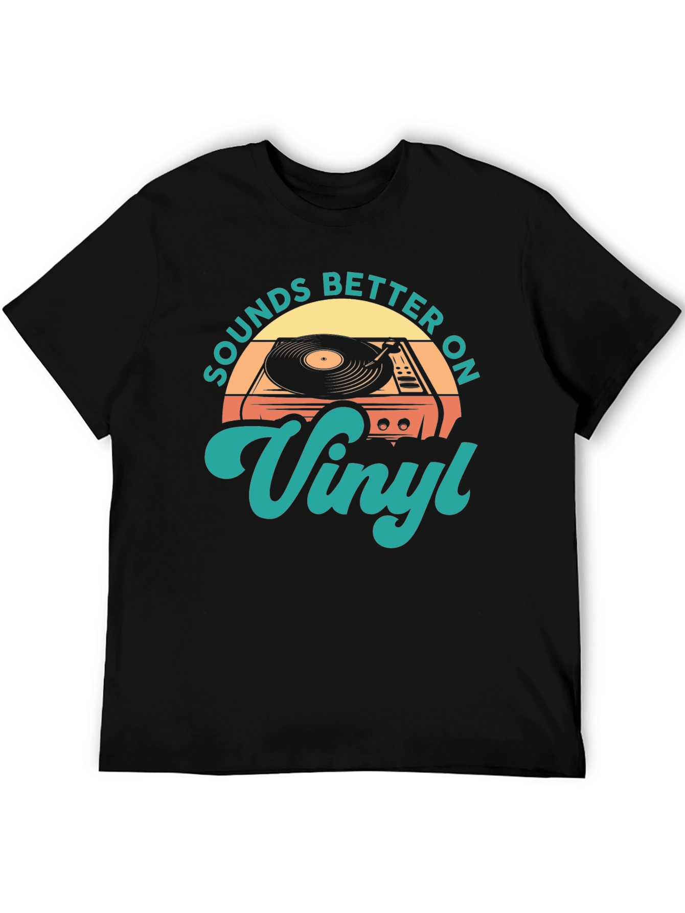 Black Sounds Better On Vinyl Retro T-Shirt view 5