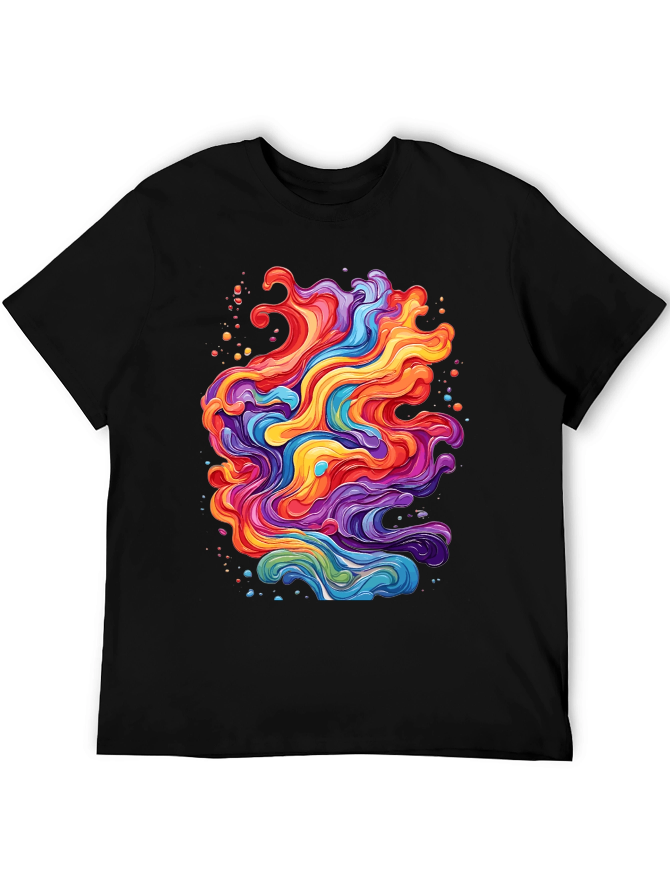 Black Vibrant Abstract Swirl T-Shirt - Black view 5