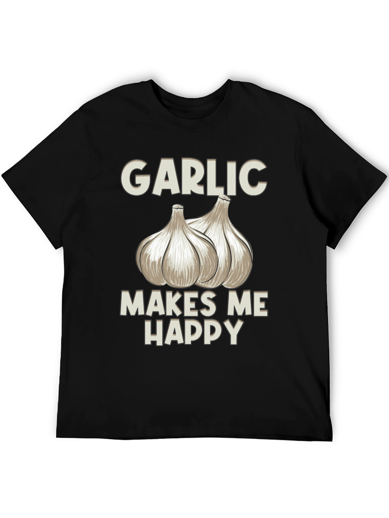 Black Garlic Makes Me Happy T-Shirt - Foodie Tee view 5