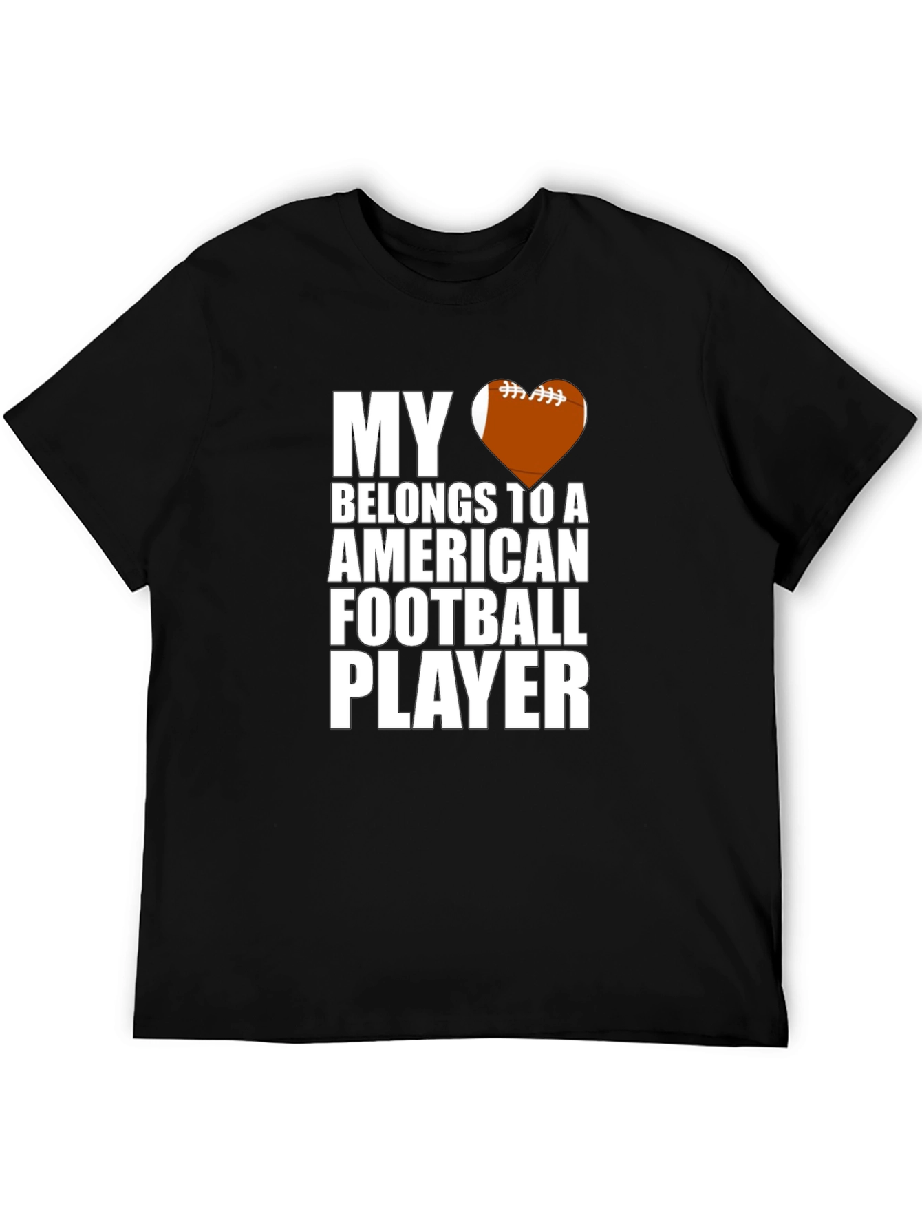 Black My Heart Belongs To Football Player T-Shirt view 5