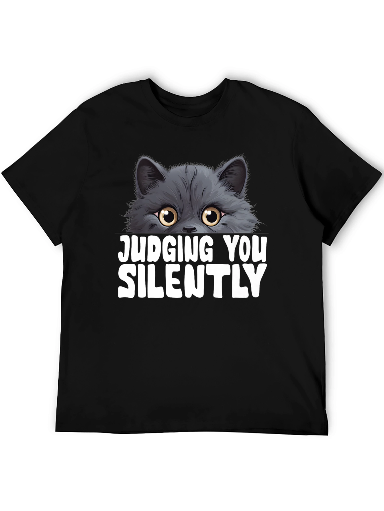 Black Judging You Silently Cat T-Shirt view 5