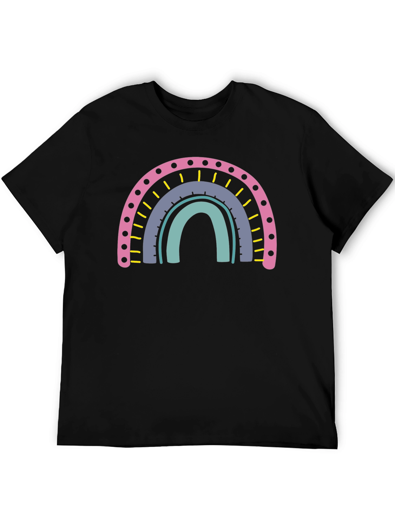Black Rainbow Graphic T-Shirt - Casual Cotton Tee view 5