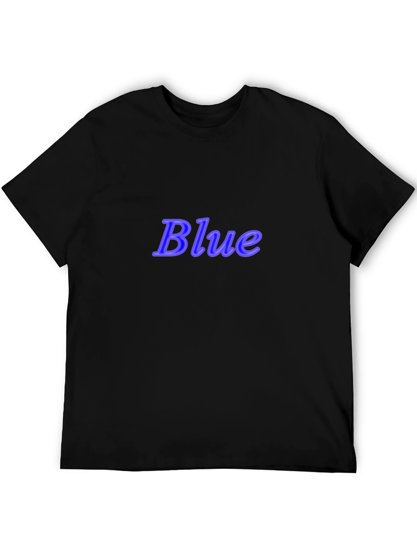 Black Stylish Black T-Shirt with "Blue" Text view 5