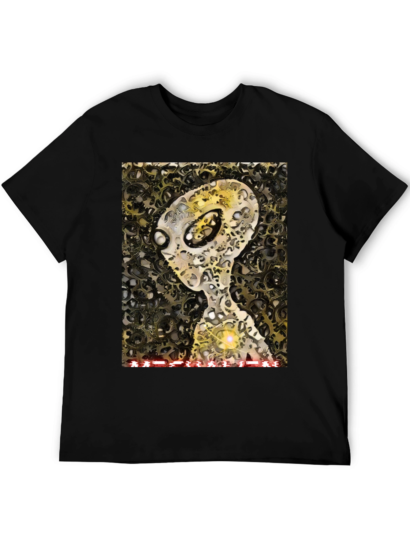 Black Alien Cog T-Shirt - Sci-Fi Graphic Tee view 5