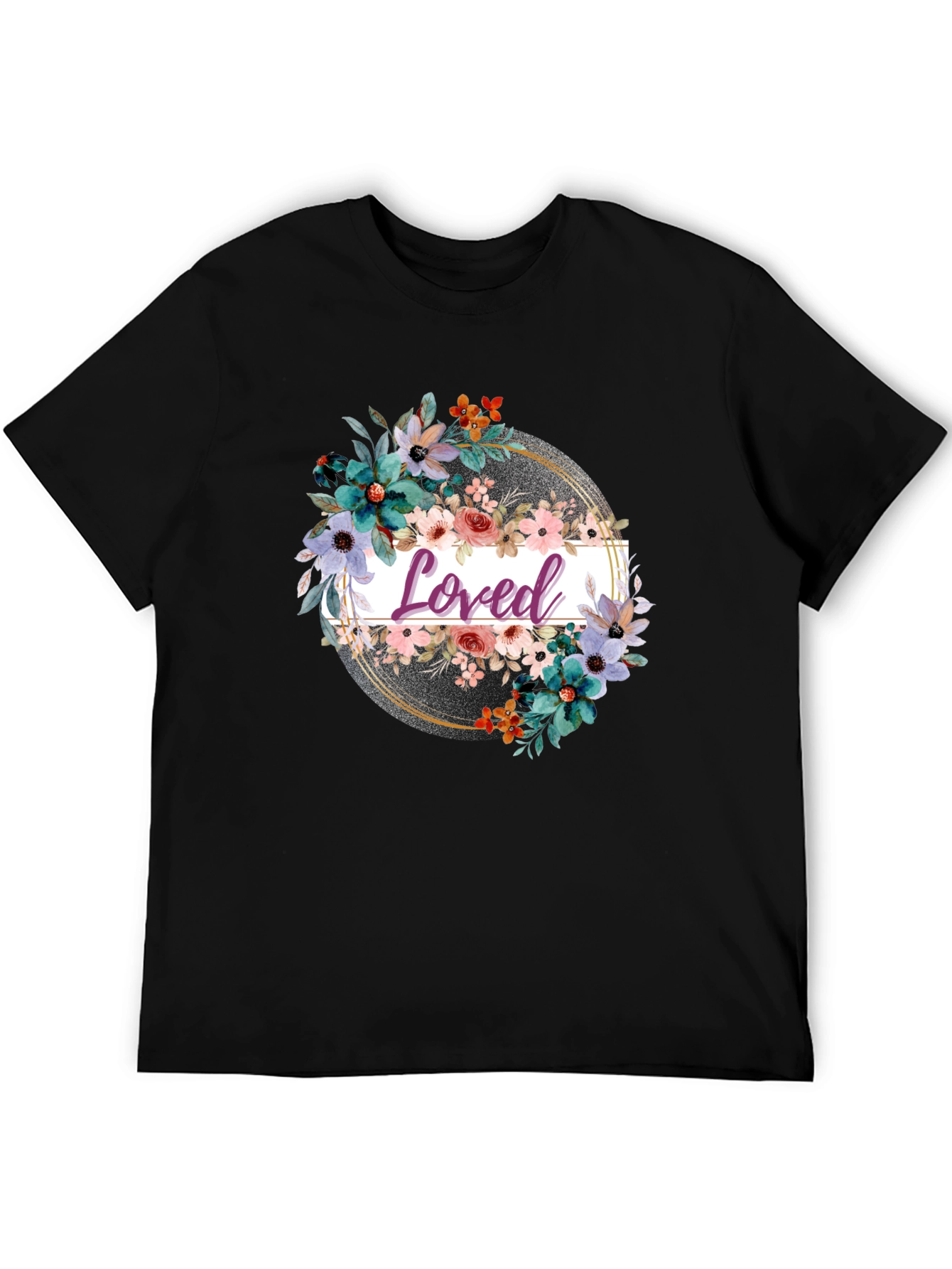Black Floral Loved T-Shirt view 5