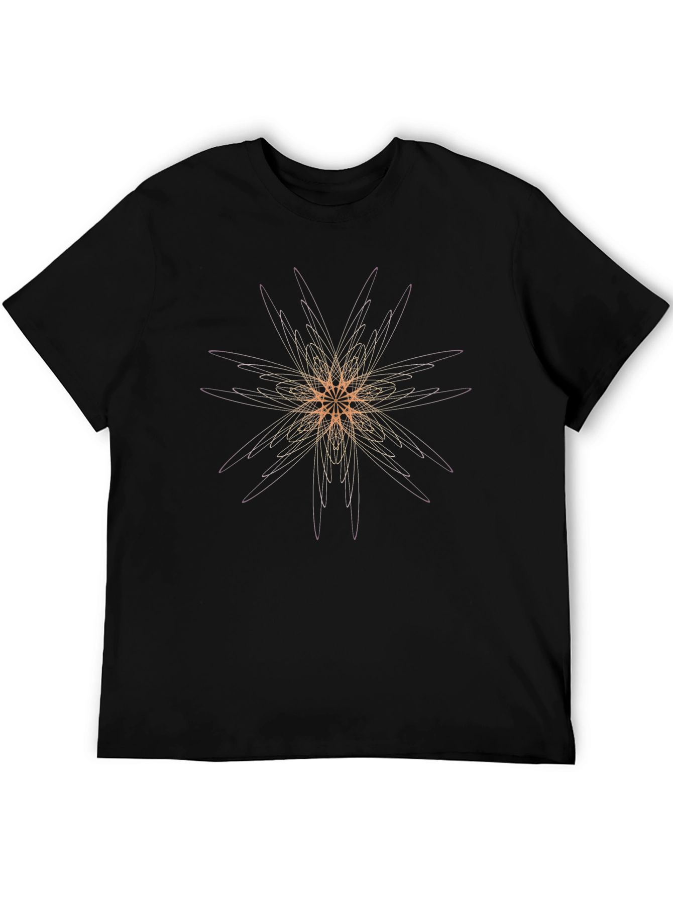 Black Geometric Starburst Graphic Tee - Modern Casual Style view 5