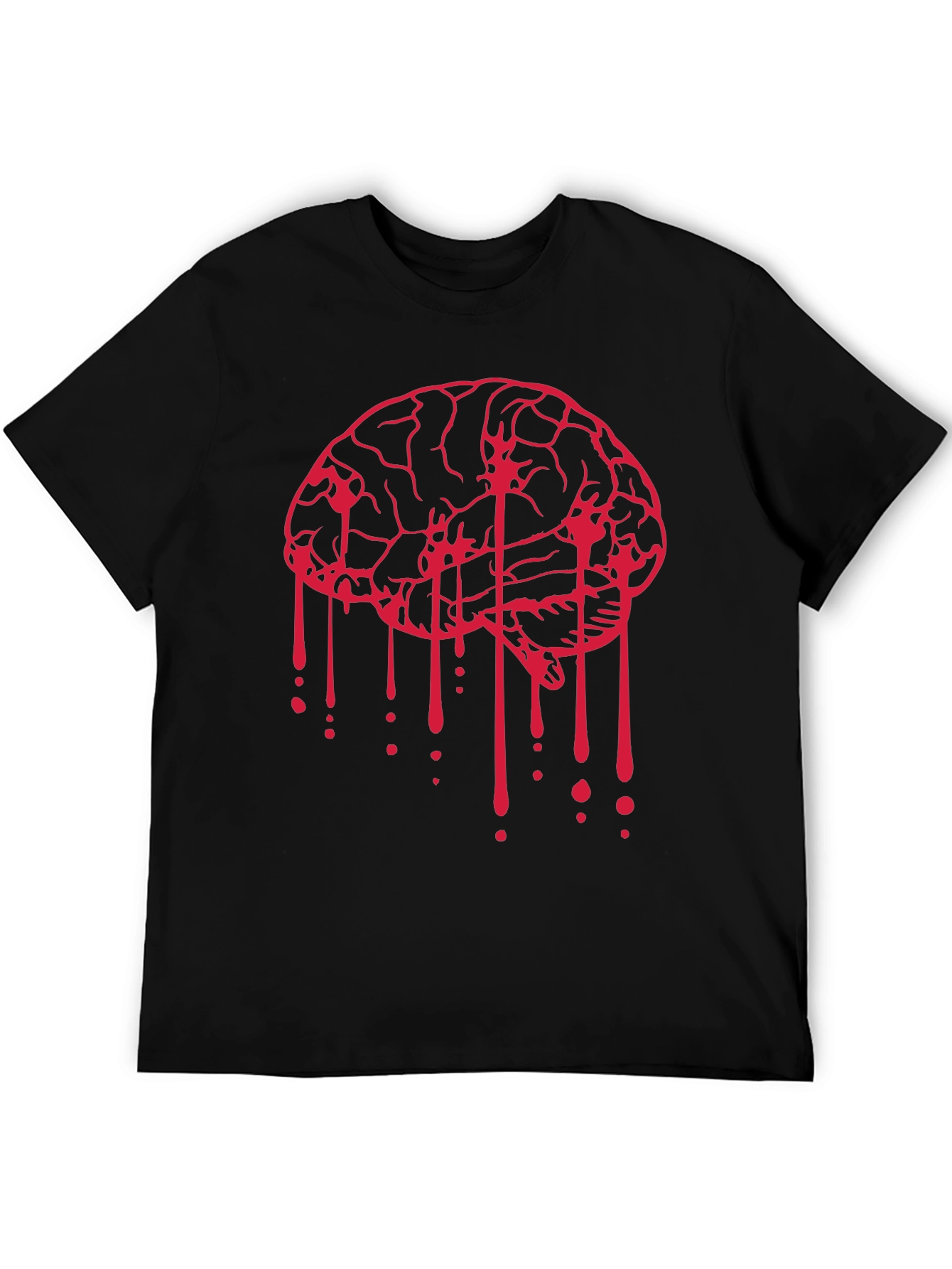 Black Bleeding Brain Graphic Tee - Black view 5