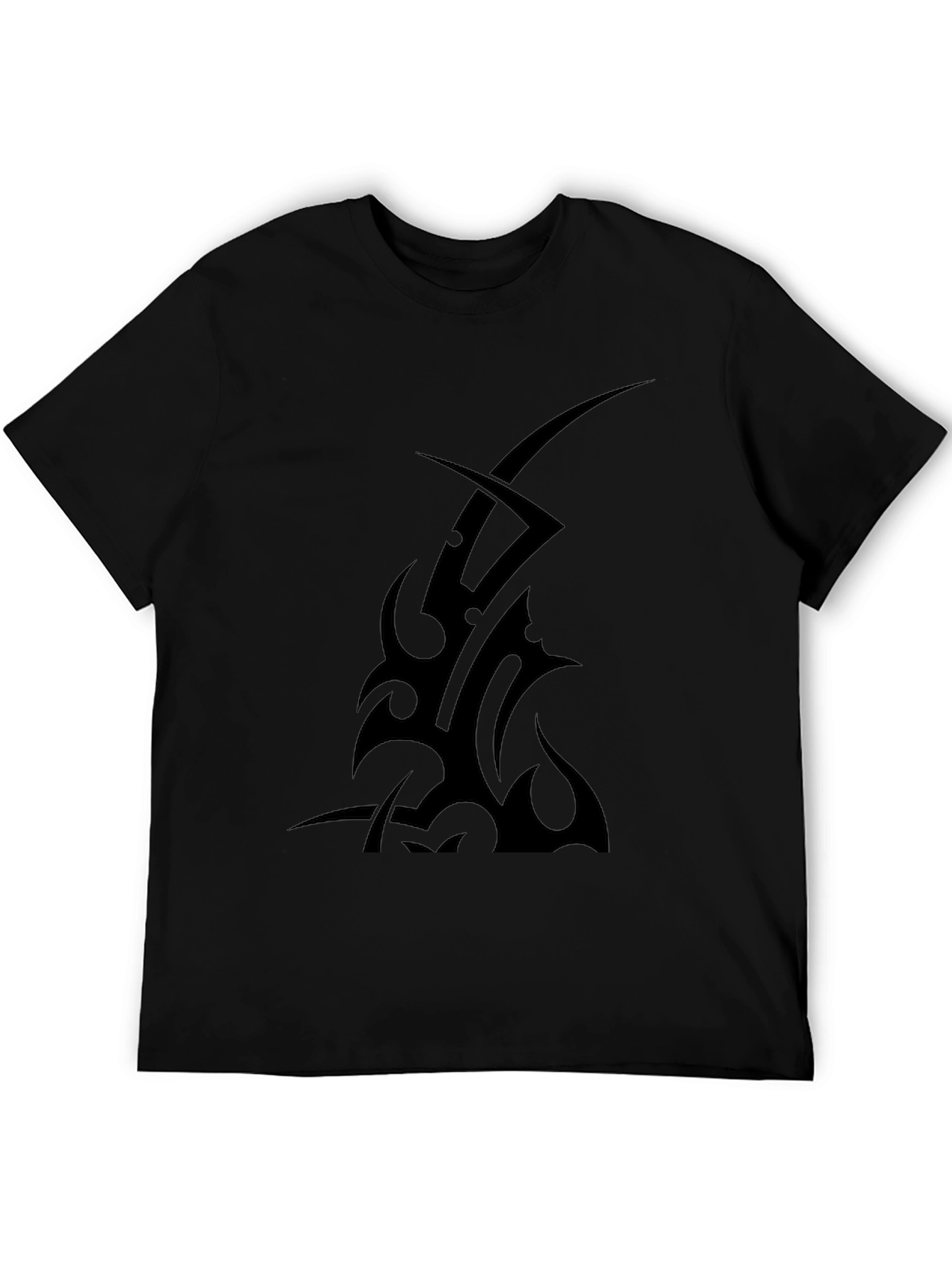 Black Tribal Tattoo Graphic Tee - Black Cotton T-Shirt view 5
