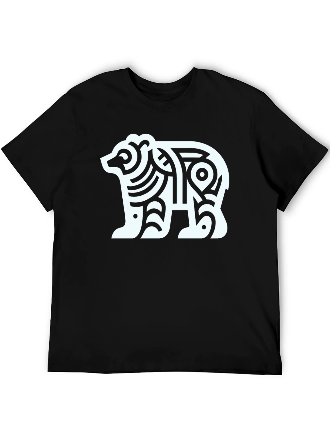 Black Geometric Bear Graphic Tee - Black Cotton Blend view 5