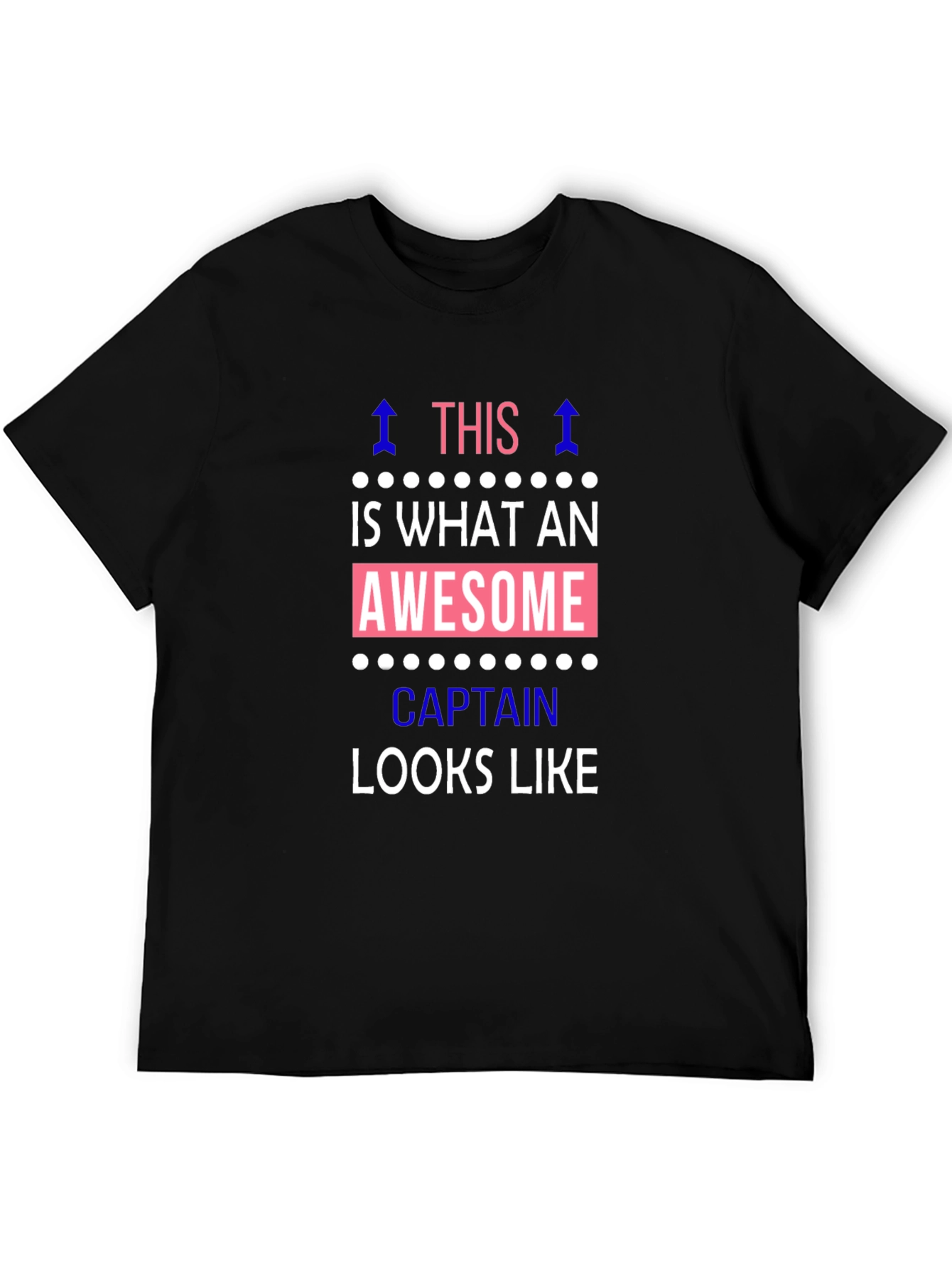 Black Awesome Captain T-Shirt - Black Crew Neck Tee view 5