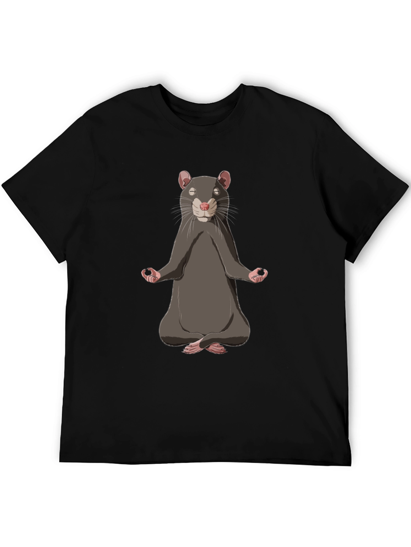 Black Meditating Rat T-Shirt - Relax and Find Your Zen view 5