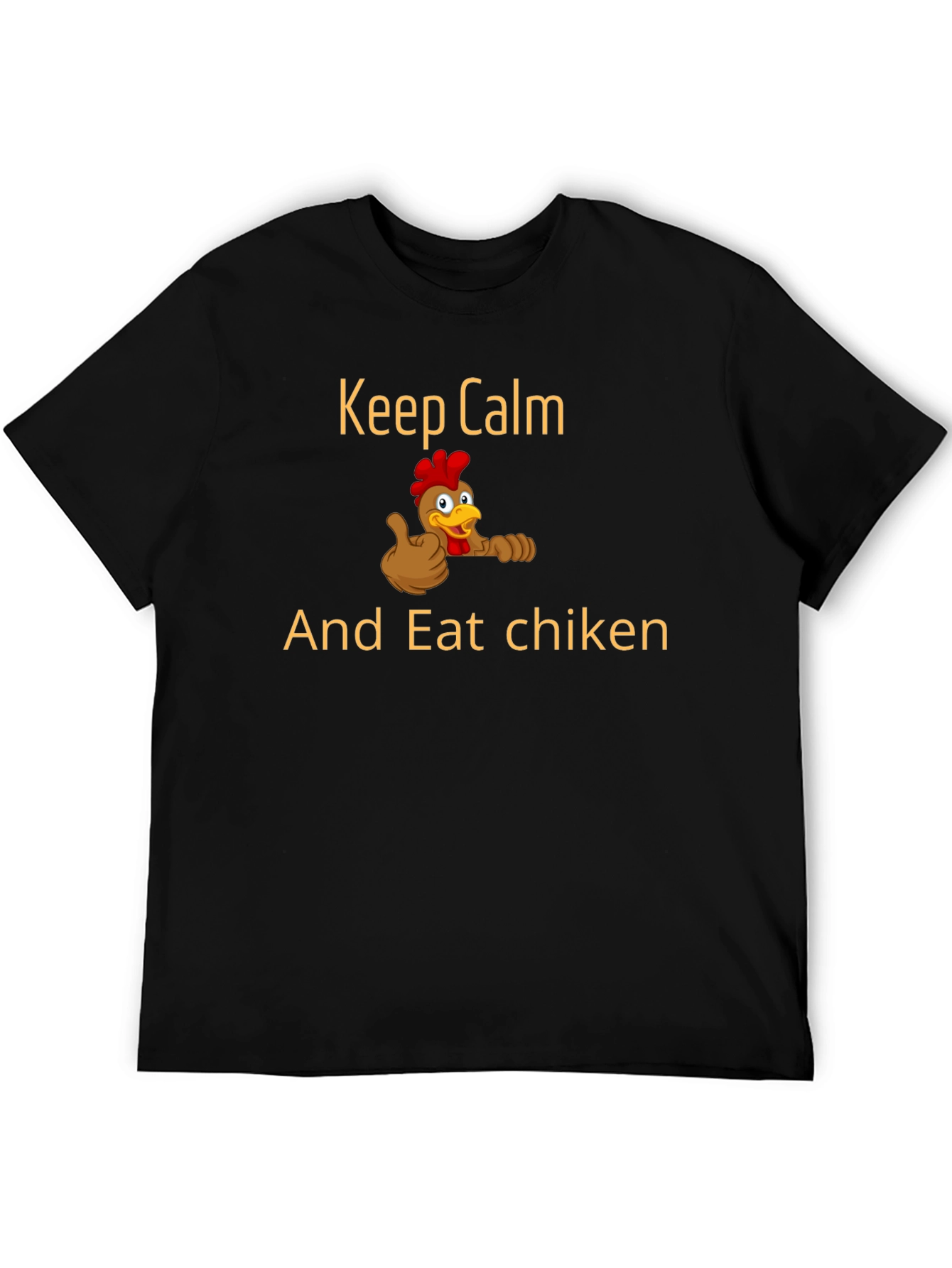 Black Keep Calm & Eat Chiken Graphic T-Shirt - Funny Chicken Lover Tee view 5