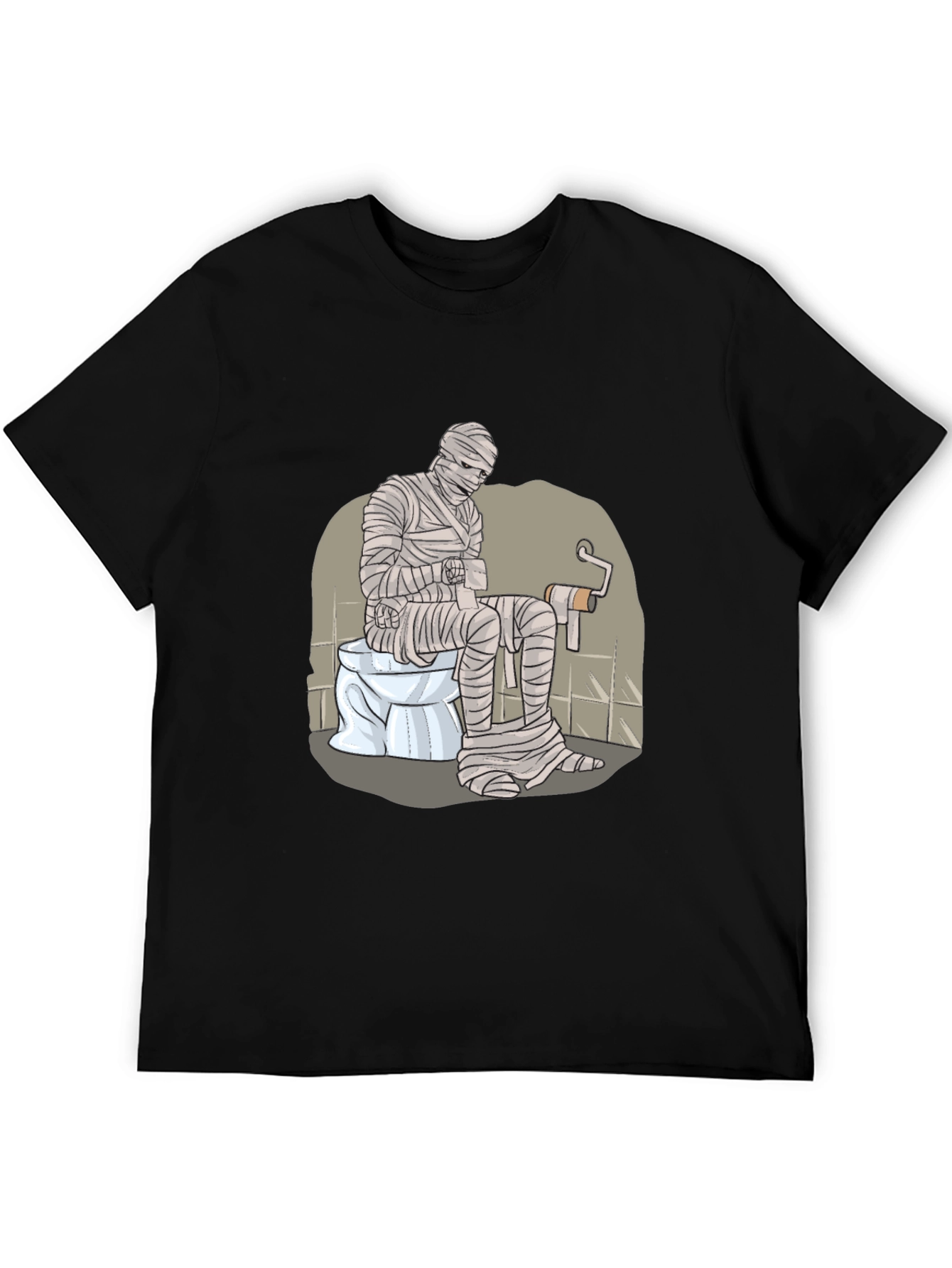 Black Mummy on Toilet Graphic Tee - Funny Halloween T-Shirt view 5