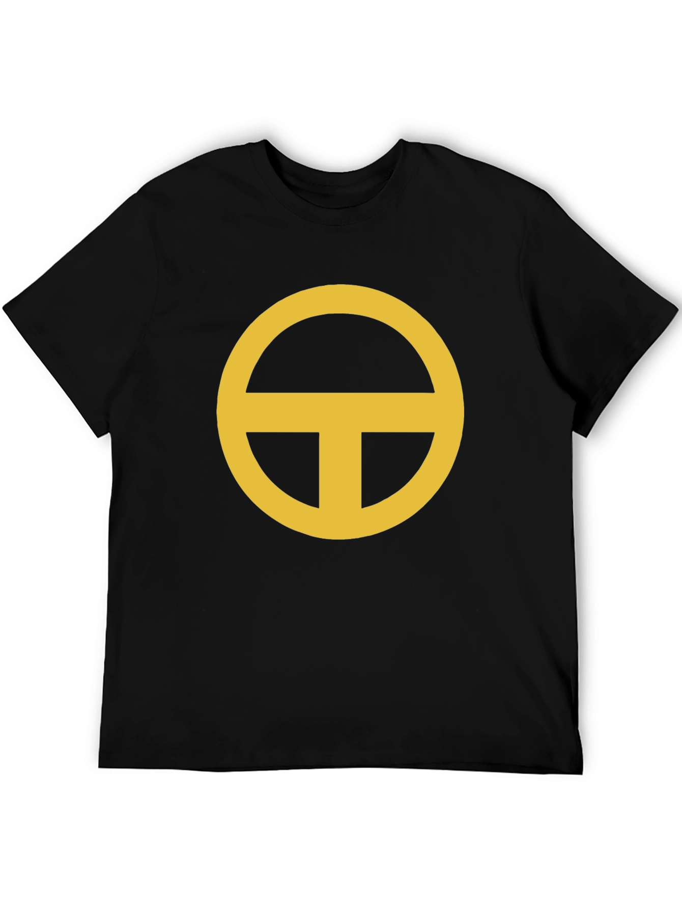 Black Minimalist Gold Circle-T Graphic Black T-Shirt view 5