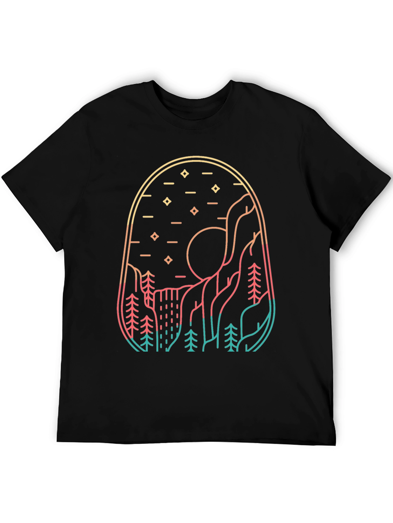 Black Mountainscape Graphic Tee - Nature Inspired Design view 5