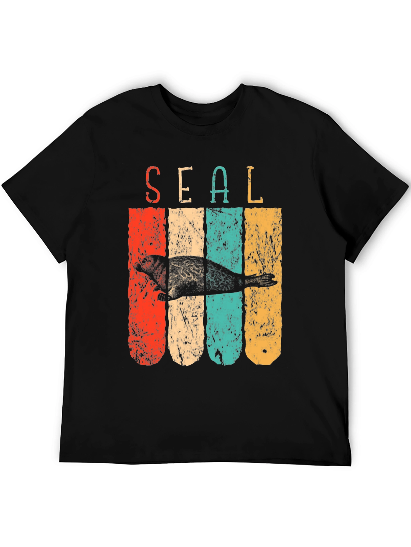 Black Retro Seal T-Shirt - Vintage Style Graphic Tee view 5
