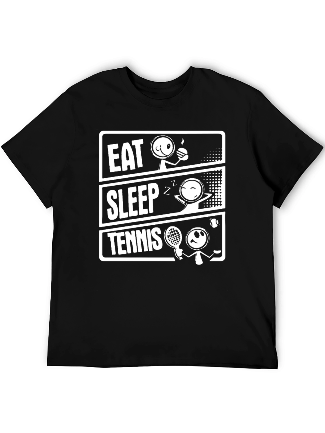 Black Eat Sleep Tennis Black Graphic T-Shirt view 5