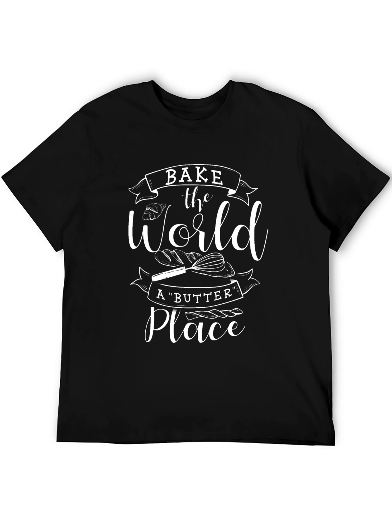 Black Bake the World T-Shirt - Unisex Cotton Tee view 5