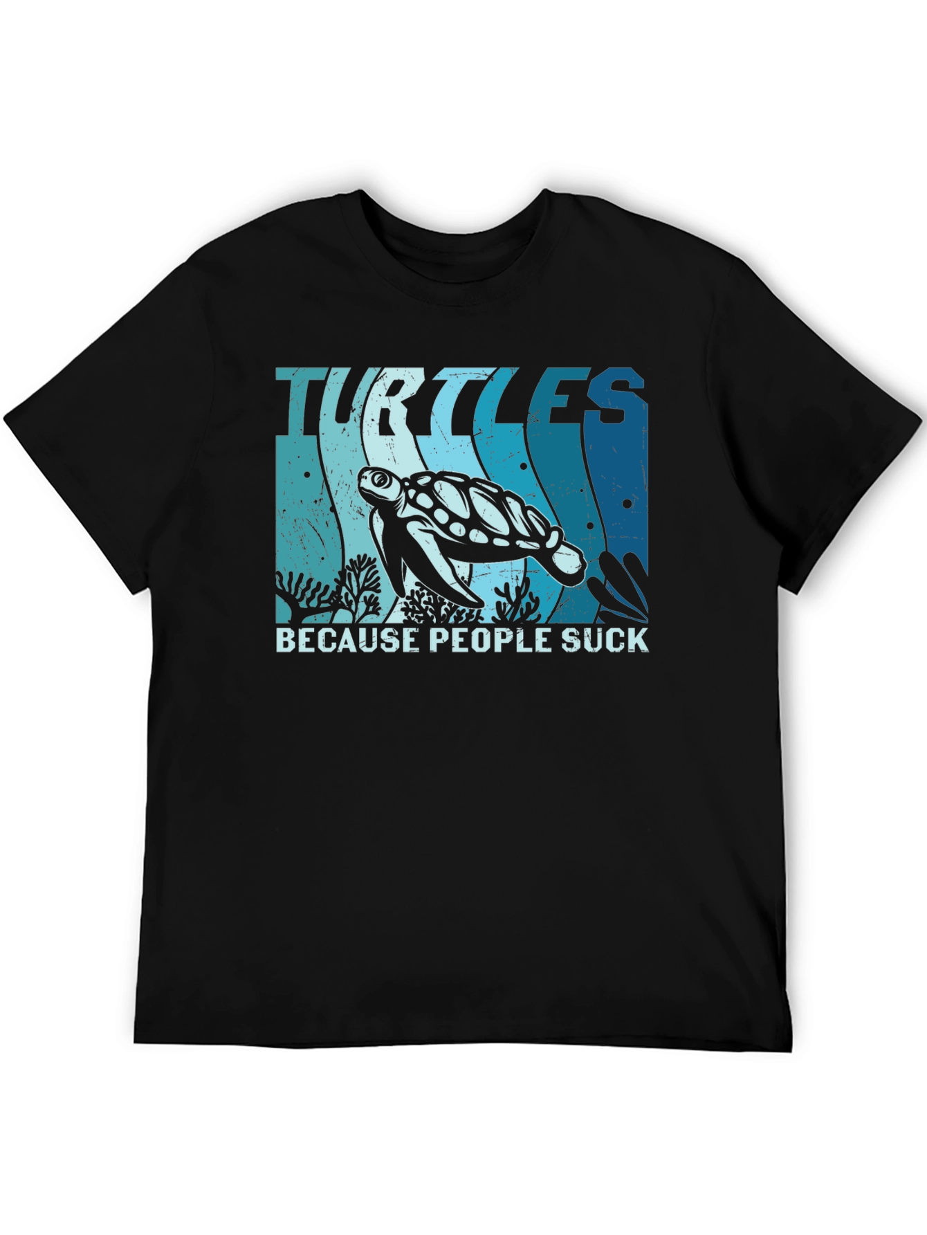 Black Turtles Because People Suck Graphic T-Shirt view 5