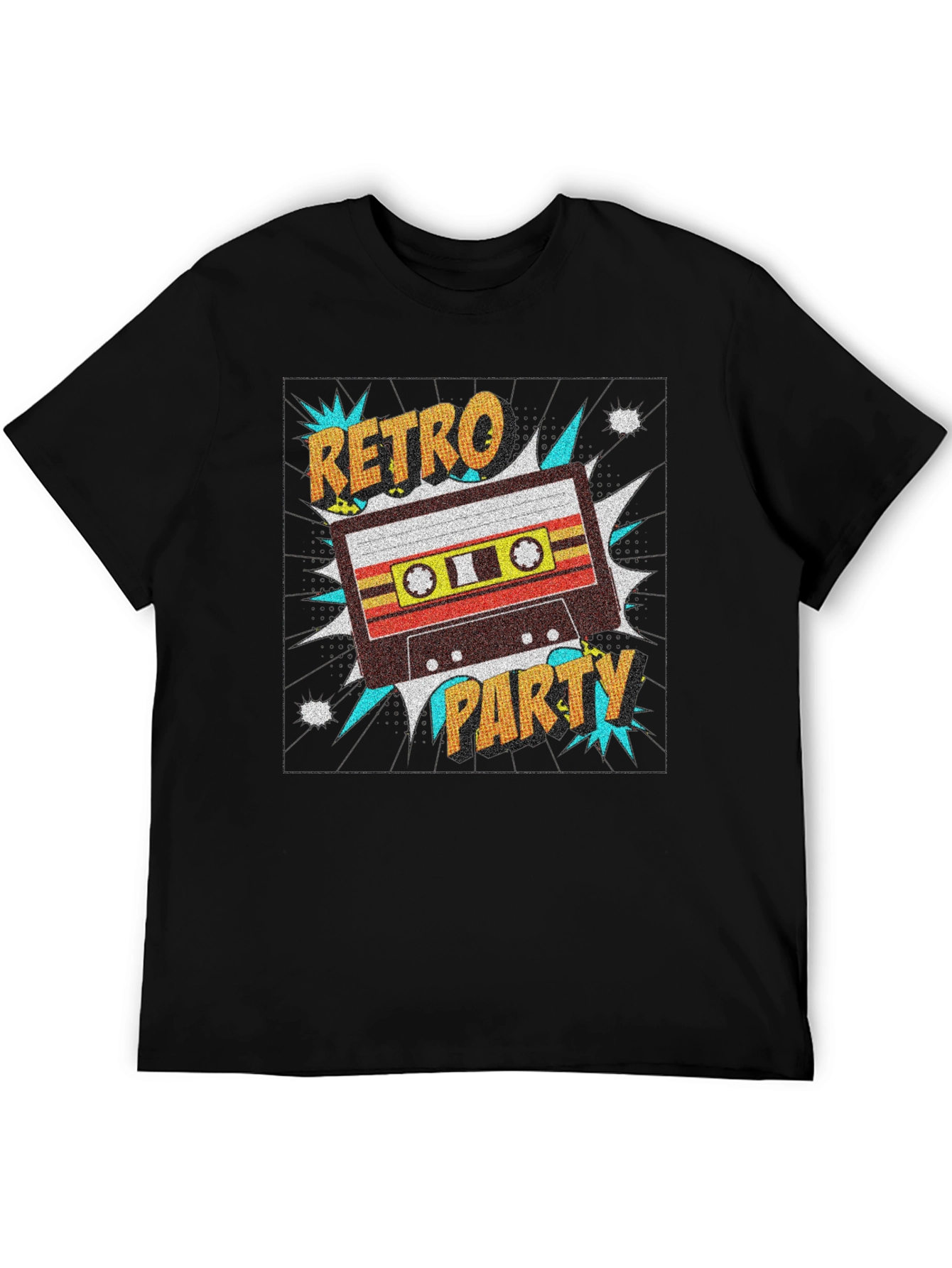 Black Retro Party Cassette Tape Graphic T-Shirt view 5
