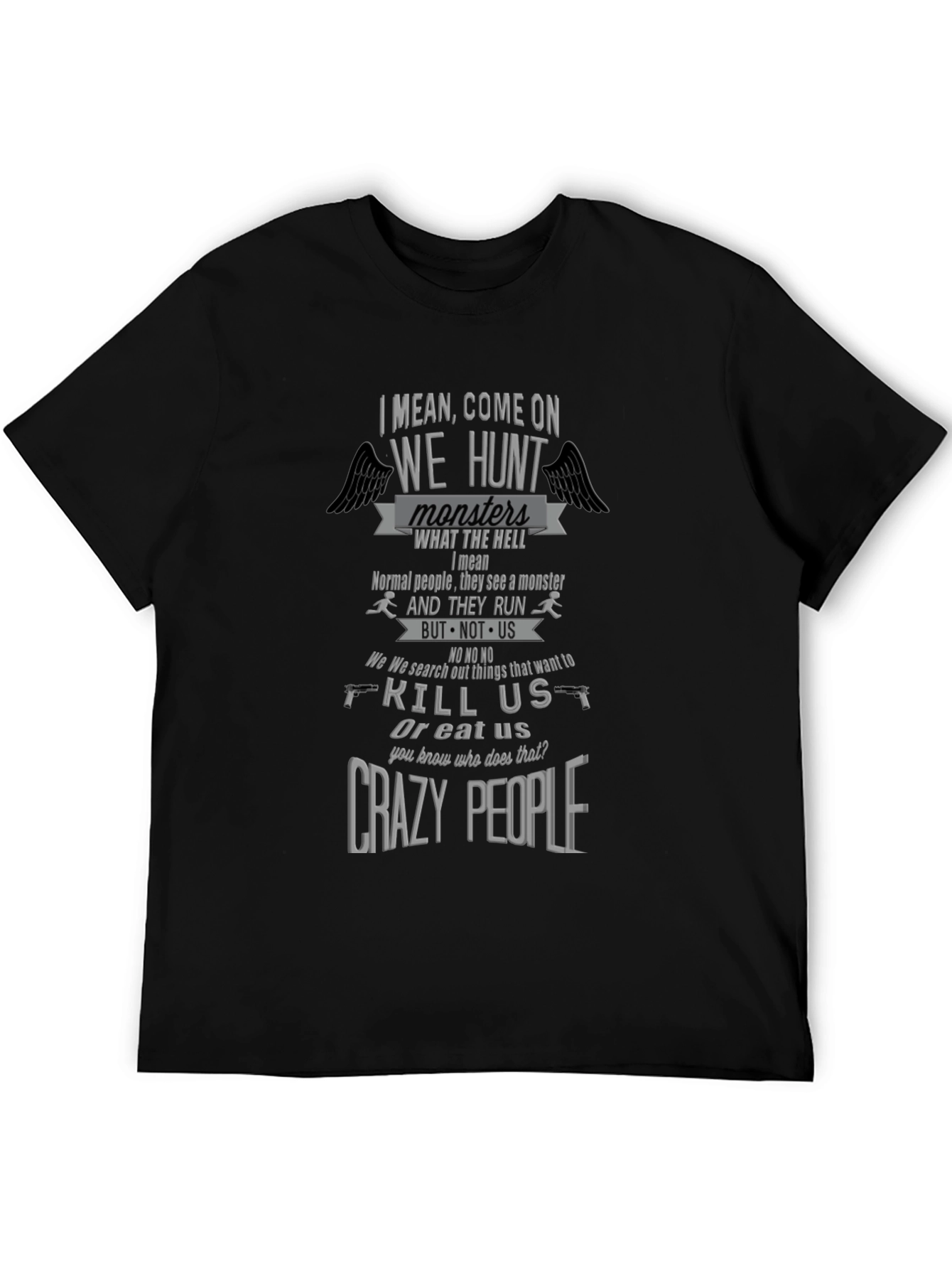 Black Crazy People Monster Hunter T-Shirt view 5