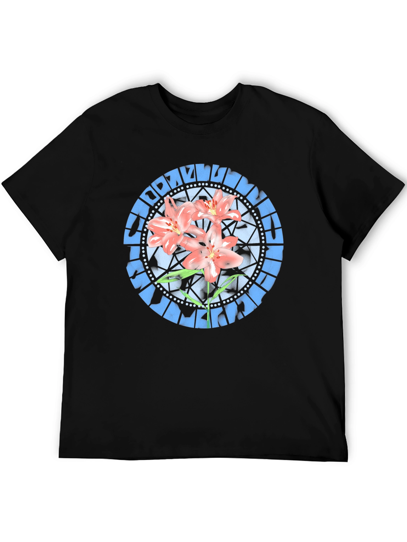 Black Floral Stained Glass Graphic Tee - Black view 5