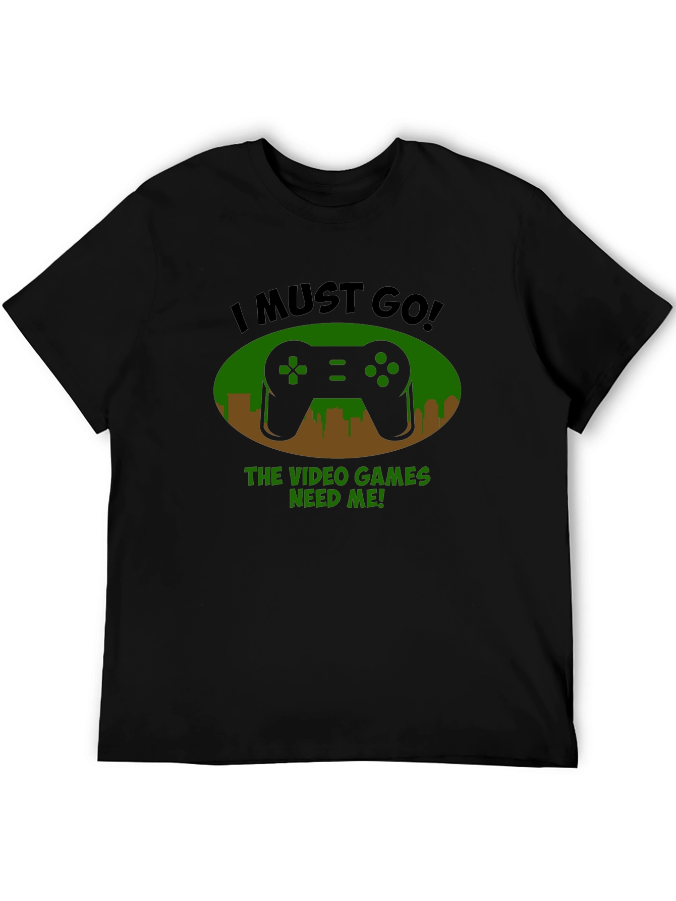 Black Gamer T-Shirt - I Must Go, Video Games Need Me! view 5