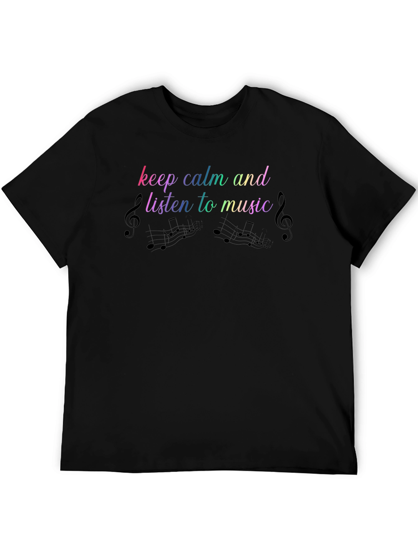 Black Keep Calm Listen to Music T-Shirt view 5