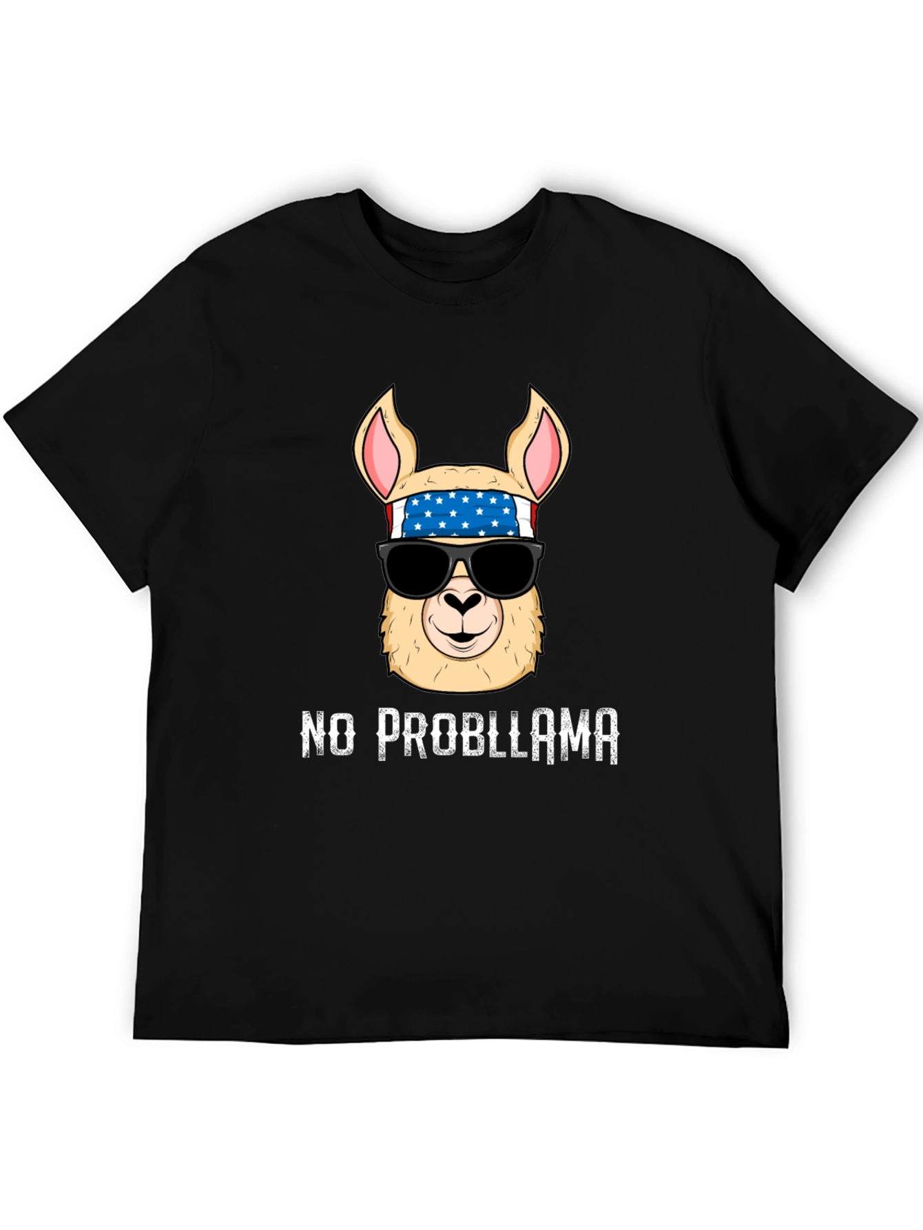 Black No Probllama Llama T-Shirt view 5