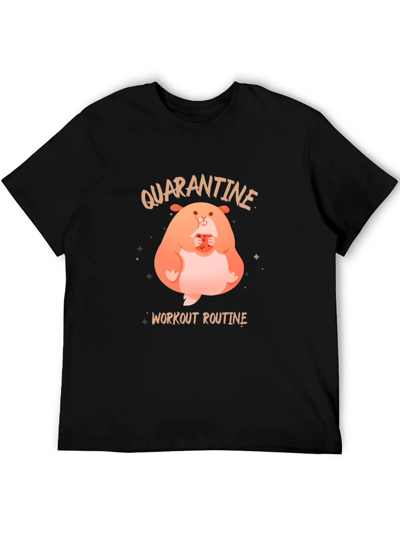Black Quarantine Workout Routine T-Shirt view 5