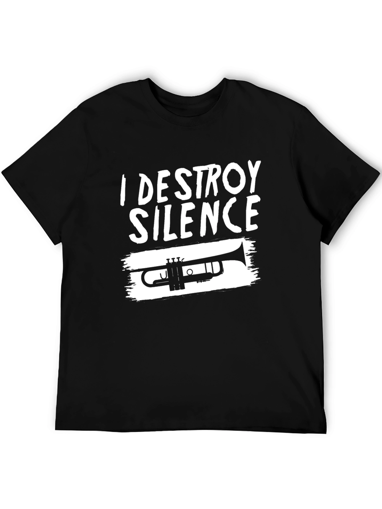 Black I Destroy Silence Trumpet T-Shirt view 5