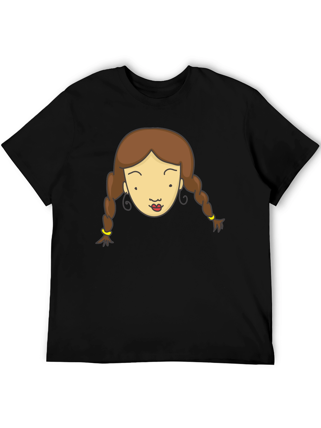 Black Cartoon Girl Graphic Tee - Black view 5