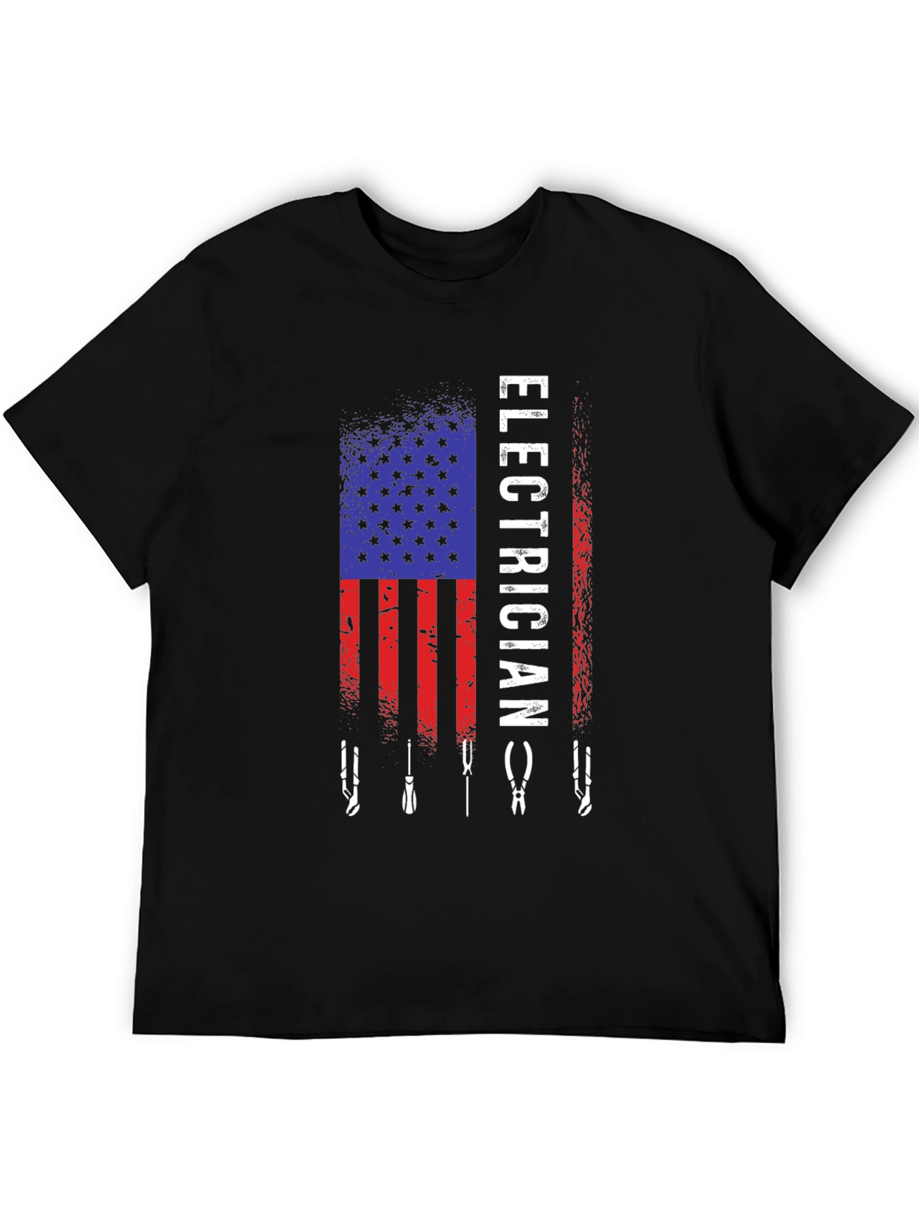 Black Electrician American Flag T-Shirt view 5