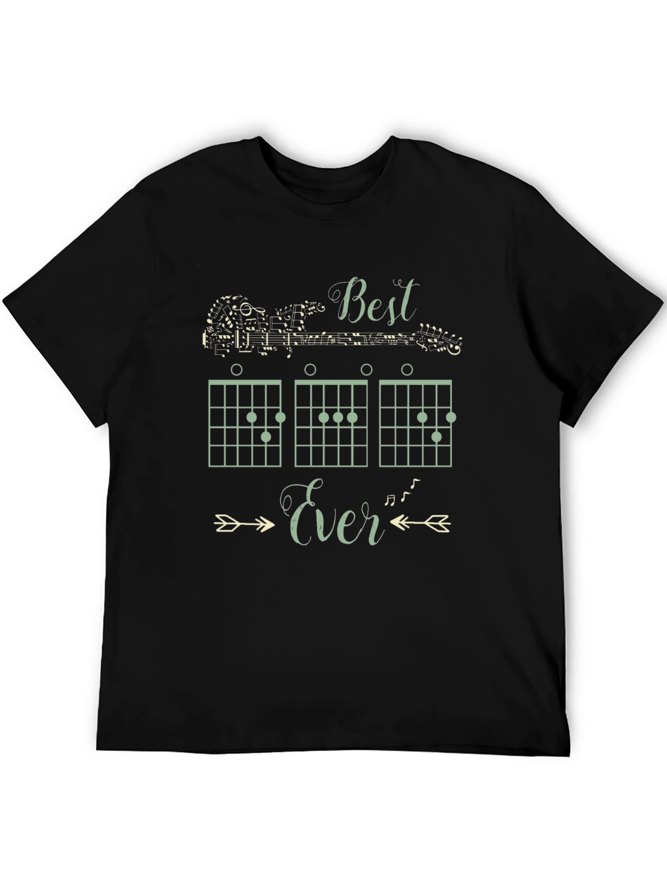 Black Best Ever Guitar Chords Graphic Tee - Black Cotton T-Shirt view 5