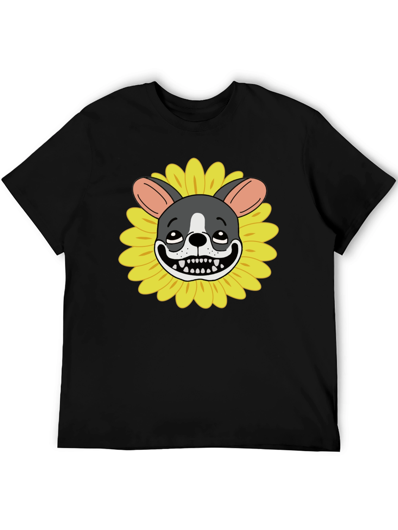 Black Dog Sunflower Graphic Tee - Quirky Unisex T-Shirt view 5