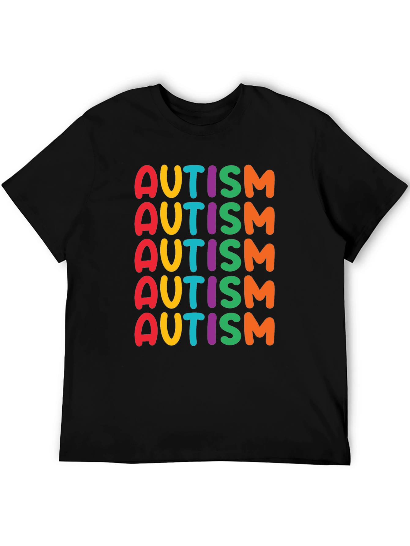 Black Colorful Autism Awareness T-Shirt view 5