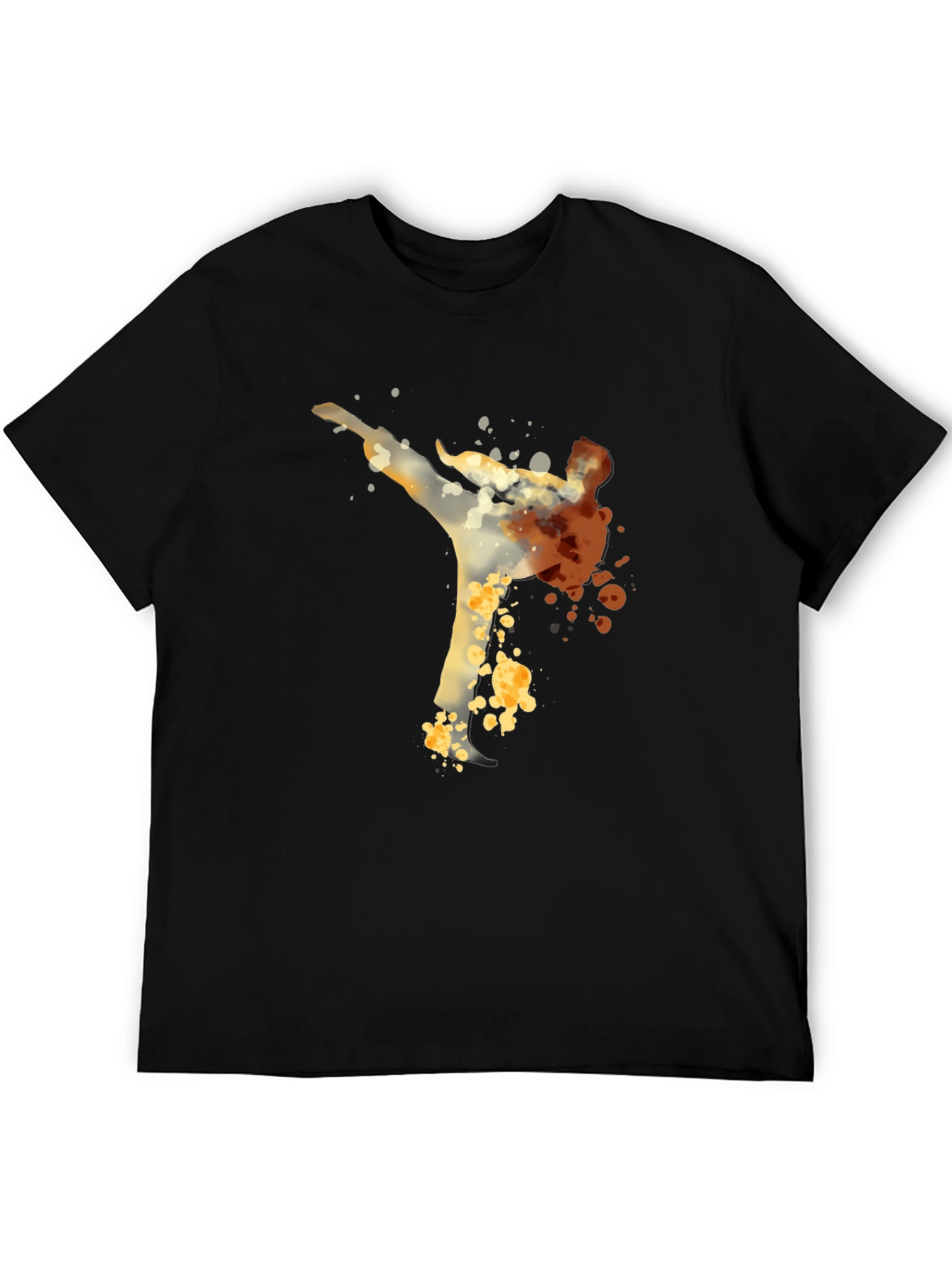 Black Abstract Karate Kick Graphic Tee - Modern Style view 5