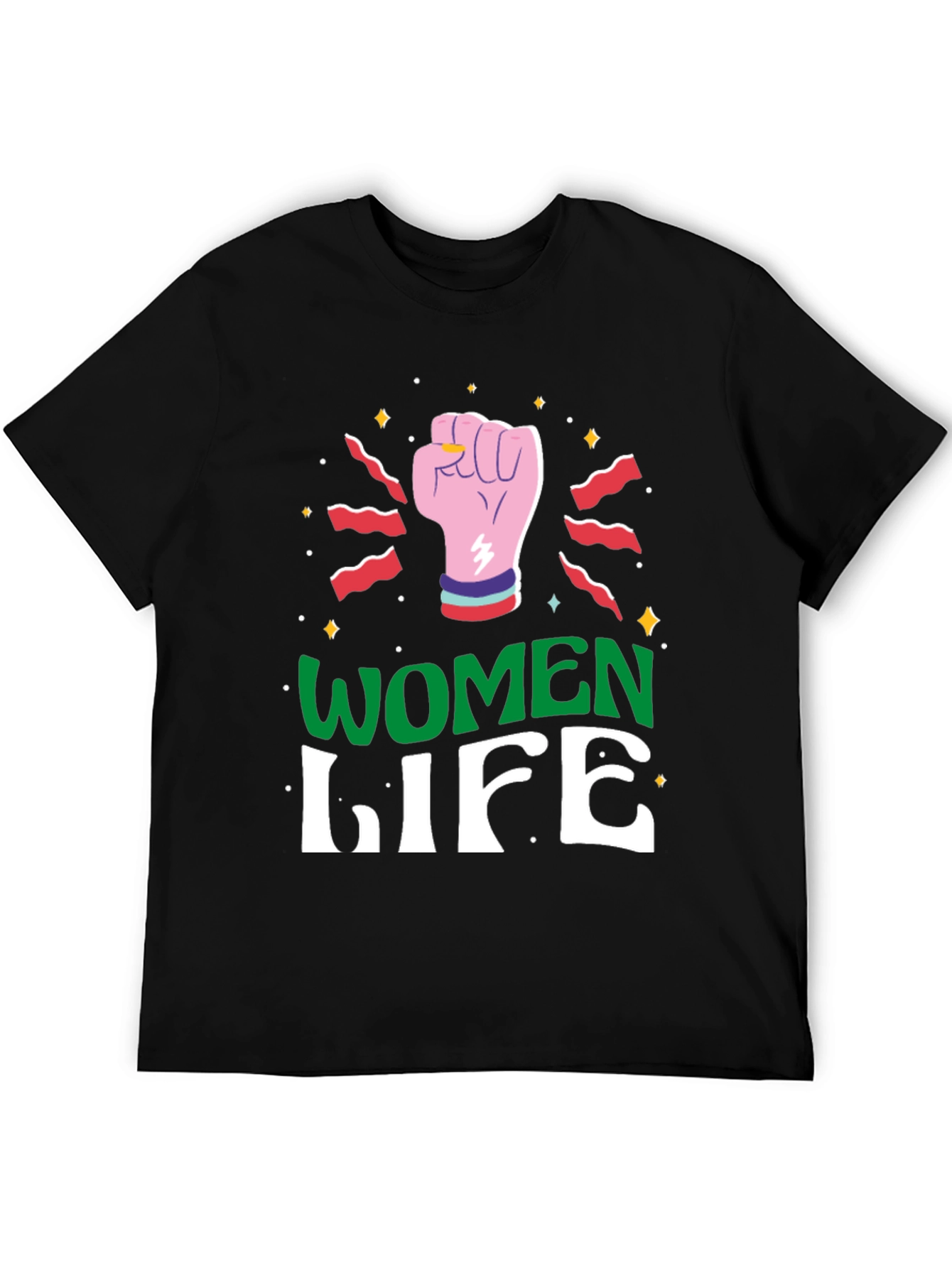 Women Life Fist Graphic Tee - Black - 5