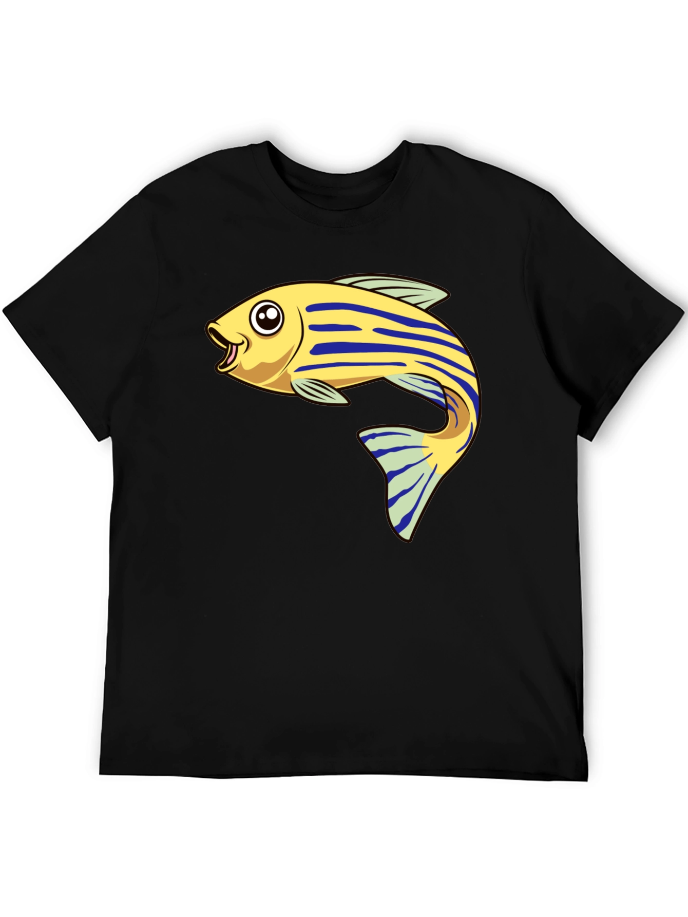 Black Cartoon Fish Graphic Tee - Black view 5
