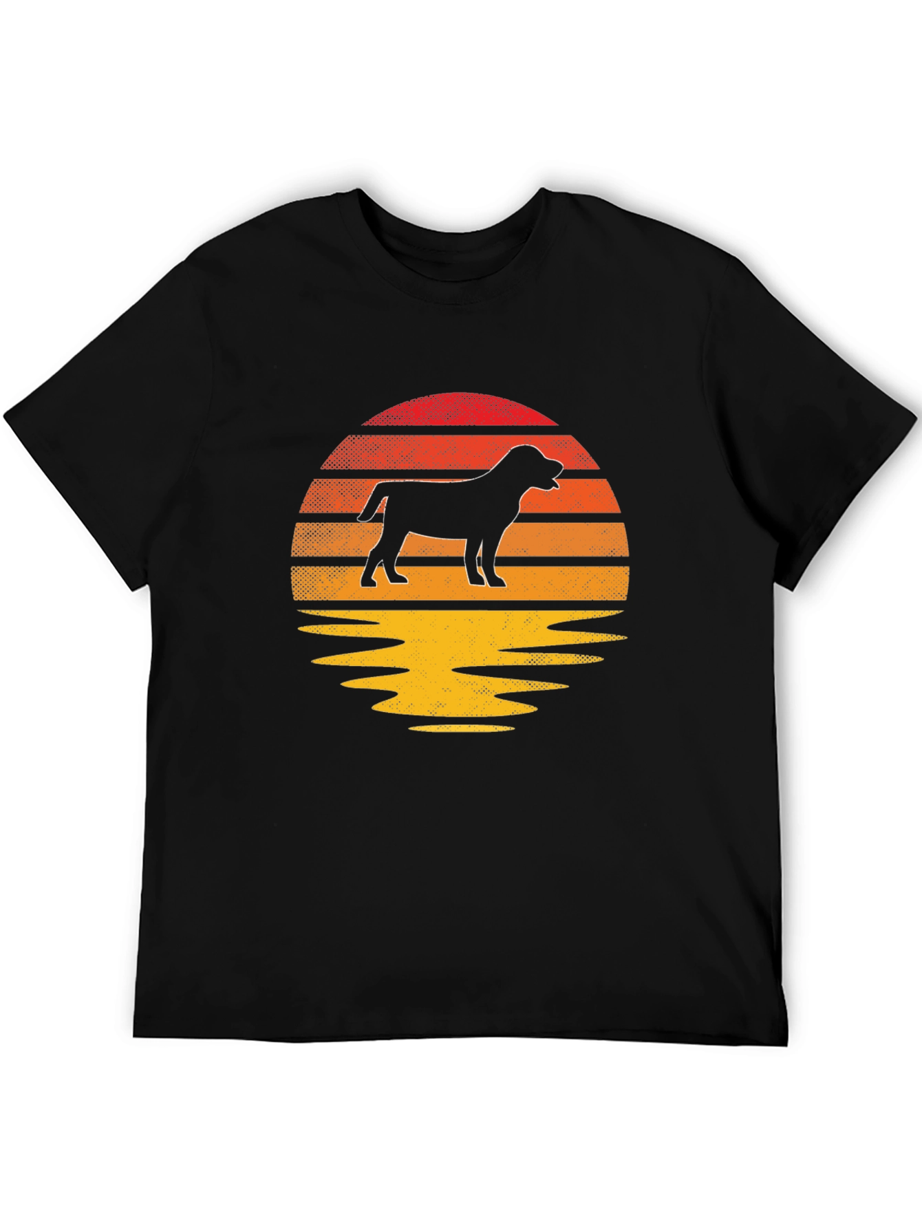 Black Dog Silhouette Sunset T-Shirt view 5