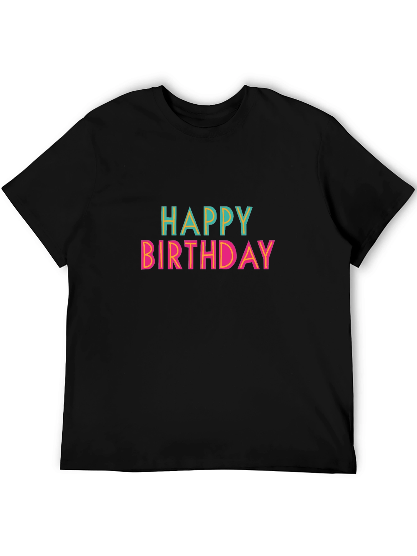 Black Happy Birthday Graphic T-Shirt - Black Cotton Tee view 5